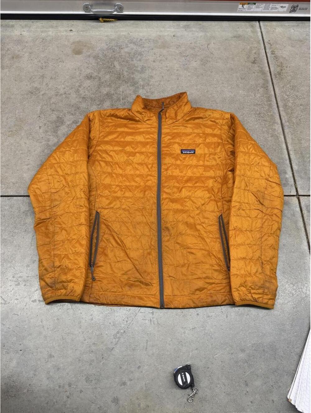 vintage patagonia nano puff orange zip up puffer jacket size large